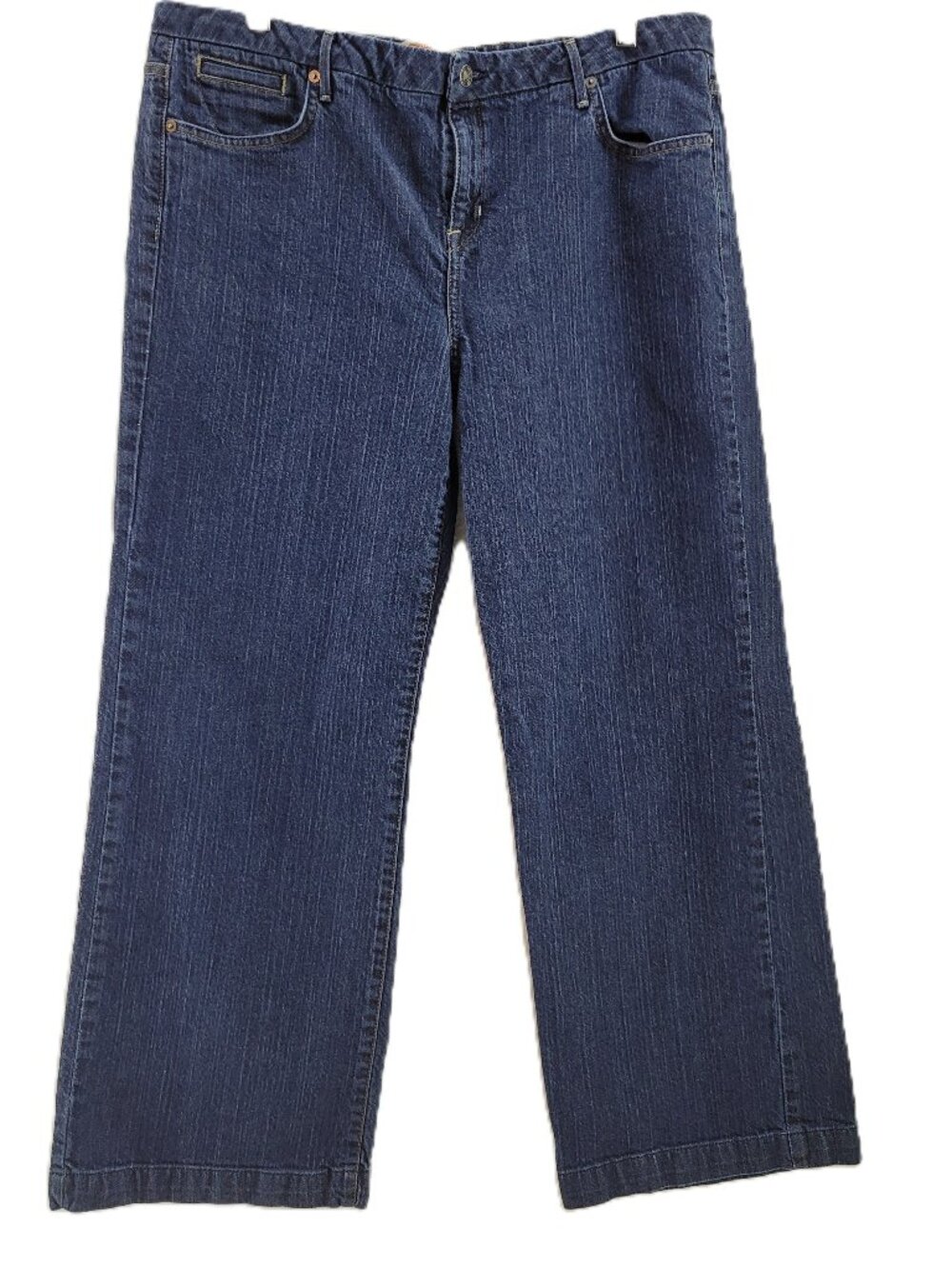 Route 66 Jeans Womens 18 Blue Stretch Denim Tulip Pockets Midrise Wide Leg